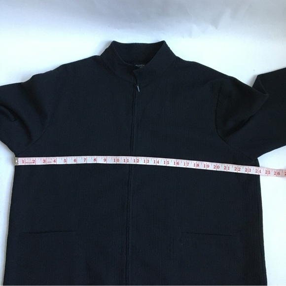 Eileen Fisher Crepe Zip Up Mock Neck Collar Lightweight Jacket Black Large - Picture 12 of 15
